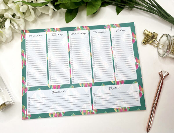 Green Watercolor weekly planner