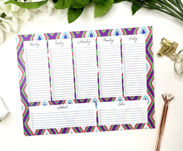 Purple Ikat weekly planner