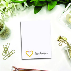 Pencil Heart Teacher notepad - Customizable gift