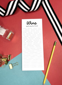 Wine, maybe food notepad