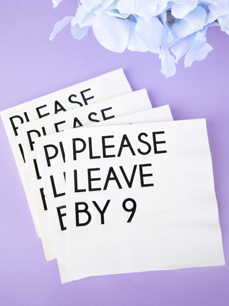Grouping of Please leave by 9 cocktail napkins