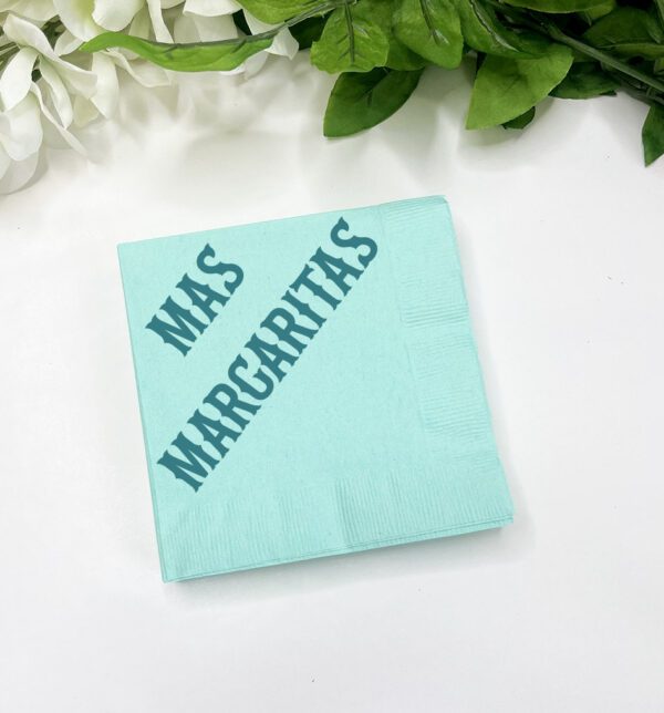 Mas Margaritas mint colored cocktail napkins