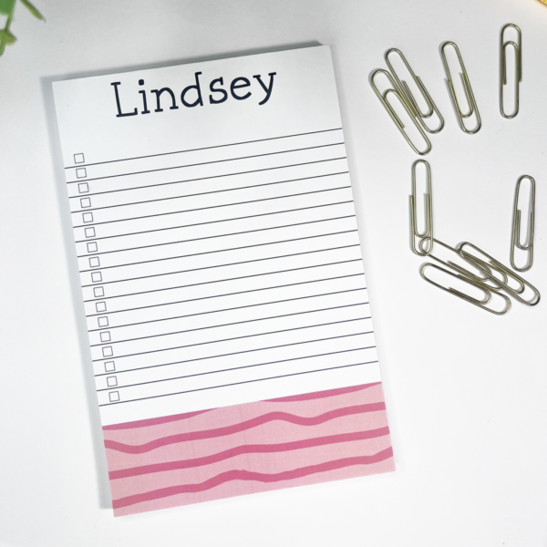 Pink Wavy Stripe personalized stationery gift set