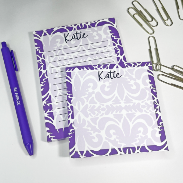 Purple Damask Pattern Stationery Gift Set