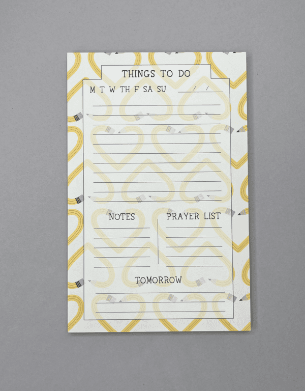 Teacher Pencil Hearts Pattern Things to Do Notepad