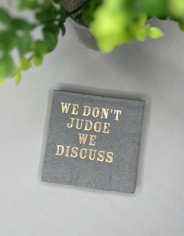 Foil print cocktail napkins - we don't judge